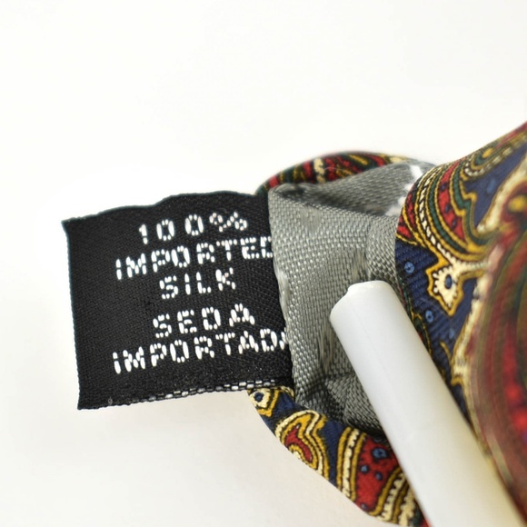 GIVENCHY: Navy Blue/Red Paisley & Logo Silk Tie mp - Picture 7 of 7